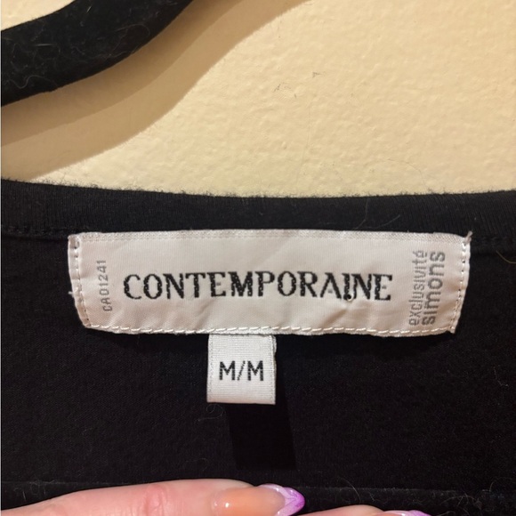 Vintage Elegant Black Blouse with Beaded Neckline - Picture 3 of 3